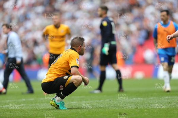 250519 - Newport County v Tranmere Rovers, Sky Bet League 2 Play-Off Final - Matty Dolan of Newport County shows the disappointment at the end of the match