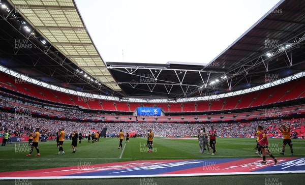 250519 - Newport County v Tranmere Rovers, Sky Bet League 2 Play-Off Final - Newport County players walks around the pitch at Wembley to applaud the Newport County fans
