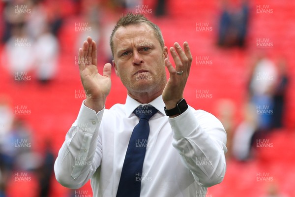 250519 - Newport County v Tranmere Rovers, Sky Bet League 2 Play-Off Final - Newport County manager Michael Flynn applauds the fans  after his team lose to Tranmere Rovers in the League 2 Play Off Final