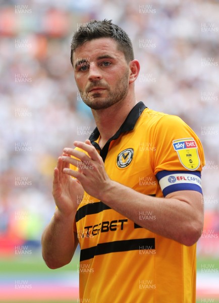 250519 - Newport County v Tranmere Rovers, Sky Bet League 2 Play-Off Final - Padraig Amond of Newport County applauds the fans after Newport County lose to Tranmere Rovers in the League 2 Play Off Final