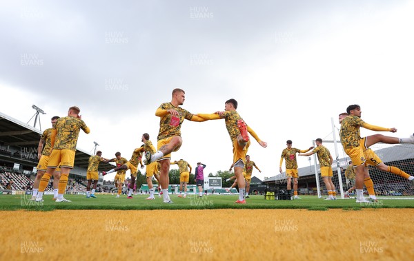 290826 Newport County v Tranmere Rovers, EFL Sky Bet League 2 - Newport County warm up ahead of the match