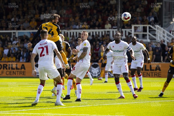 050822 - Newport County v Walsall - Sky Bet League 2 - Aaron Wildig of Newport County scores his side's first goal which is ruled out for offside
