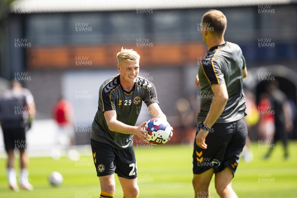 050822 - Newport County v Walsall - Sky Bet League 2 - Will Evans of Newport County during the warm up