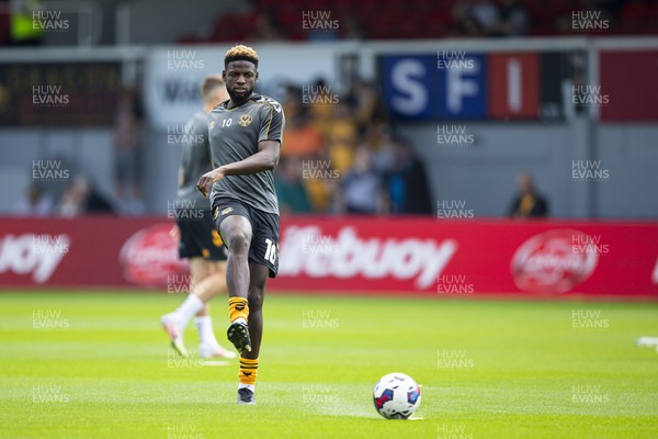 050822 - Newport County v Walsall - Sky Bet League 2 - Offrande Zanzala of Newport County during the warm up