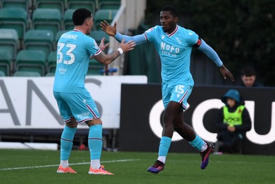 081125 - Newport County v Walsall - Sky Bet League 2 - Daniel Kanu of Walsall celebrates scoring a goal to equalise the game