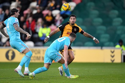 081125 - Newport County v Walsall - Sky Bet League 2 - Courtney Baker-Richardson of Newport County goes close