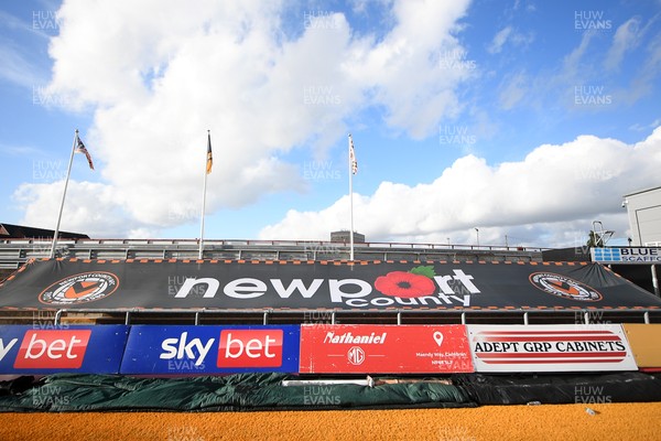 081125 - Newport County v Walsall - Sky Bet League 2 - A Newport County remembrance banner