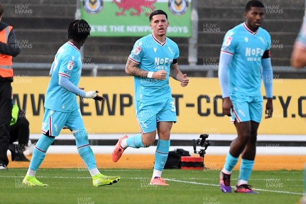 081125 - Newport County v Walsall - Sky Bet League 2 - Rico Browne of Walsall celebrates scoring a goal with team mates