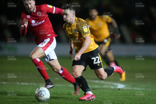 110220 - Newport County v Walsall - SkyBet League Two - Billy Waters of Newport County on the charge