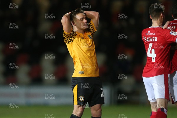 110220 - Newport County v Walsall - SkyBet League Two - Dejected Billy Waters of Newport County after missing a shot at goal