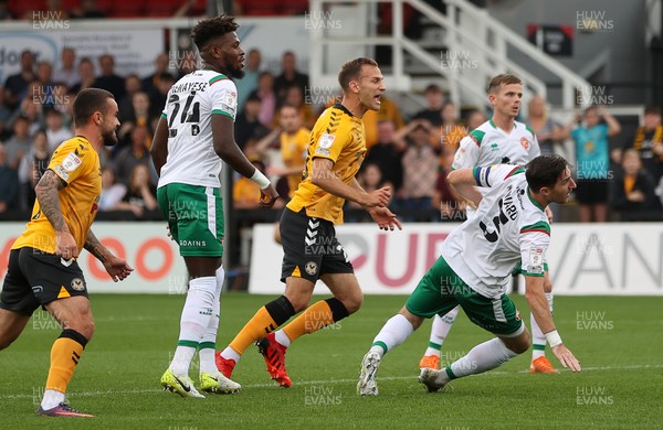 180921 - Newport County v Walsall - SkyBet League Two - Mickey Demetriou of Newport County scores a goal