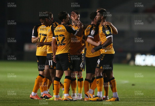 220920 - Newport County v Watford - Carabao Cup - Joss Labadie of Newport County celebrates scoring a goal with team mates