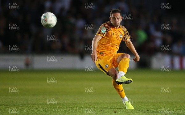270819 - Newport County v West Ham United - Carabao Cup - Matthew Dolan of Newport County takes a free kick