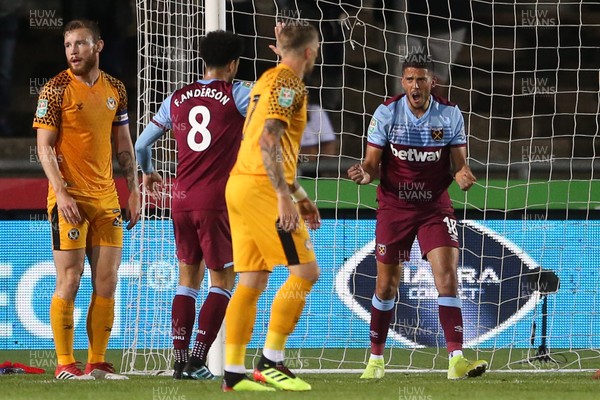 270819 - Newport County v West Ham United - Carabao Cup - Pablo Fornals of West Ham celebrates scoring a goal