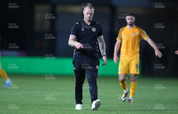 270819 - Newport County v West Ham United - Carabao Cup - Dejected Newport County Manager Michael Flynn at full time