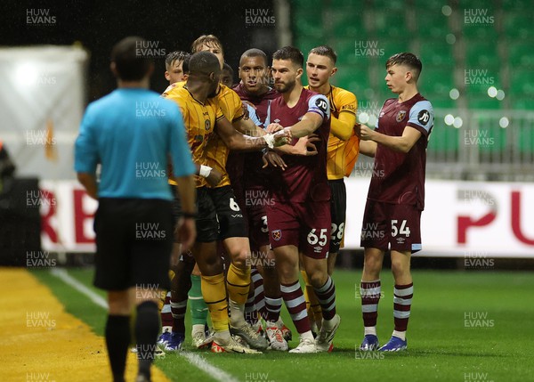 311023 - Newport County v West Ham United U21s - Carabao Cup - Tempers boil over between the teams