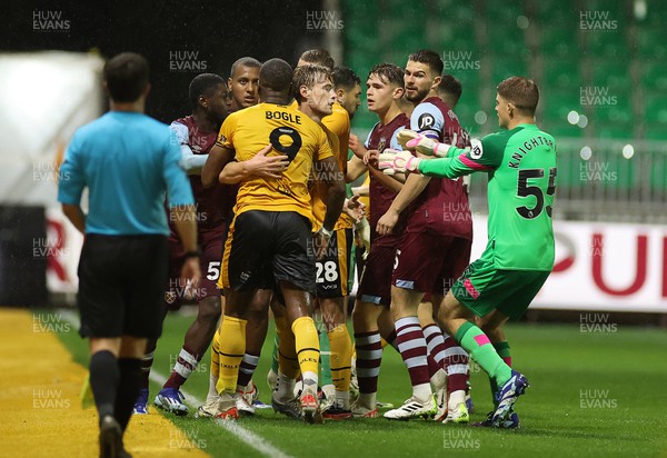 311023 - Newport County v West Ham United U21s - Carabao Cup - Tempers boil over between the teams