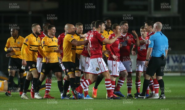 111218 - Newport County v Wrexham AFC - FA Cup Second Round Replay - Tensions boil over between the teams after Luke Young's red card