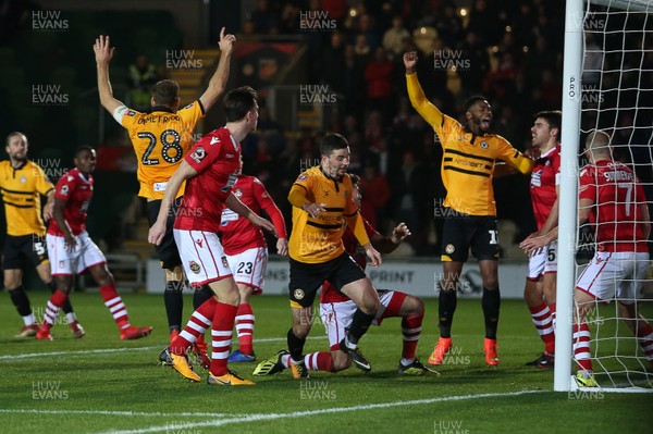 111218 - Newport County v Wrexham AFC - FA Cup Second Round Replay - Padraig Amond of Newport County celebrates scoring a goal