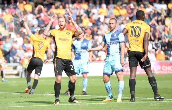 090917 - Newport County v Wycombe Wanderers - SkyBet League 2 - Sean Rigg of Newport County shows his disappointment at a missed shot at goal