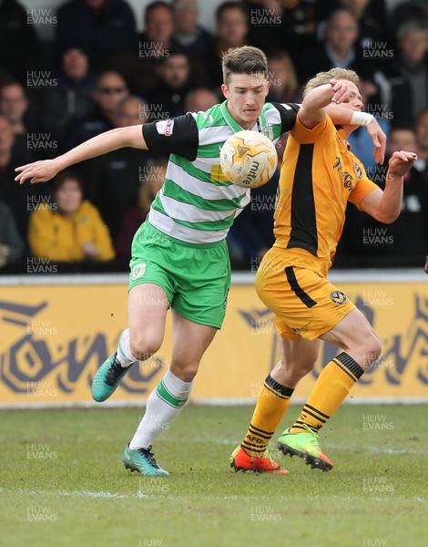 140417 - Newport County v Yeovil Town, Sky Bet League 2 - Alex Samuel of Newport County takes on Alex Lacey of Yeovil