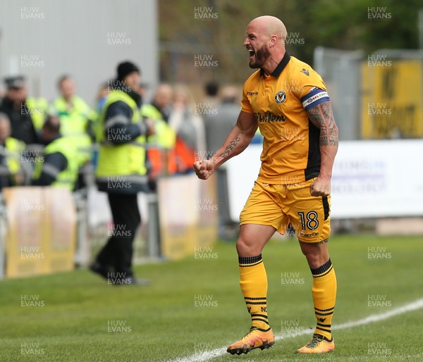 140417 - Newport County v Yeovil Town, Sky Bet League 2 - David Pipe of Newport County celebrates at the end of the match