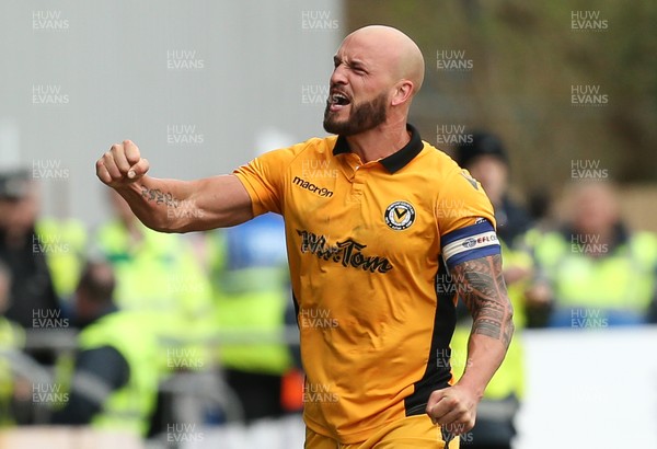 140417 - Newport County v Yeovil Town, Sky Bet League 2 - David Pipe of Newport County celebrates at the end of the match