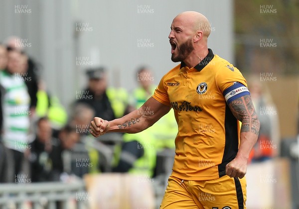 140417 - Newport County v Yeovil Town, Sky Bet League 2 - David Pipe of Newport County celebrates at the end of the match