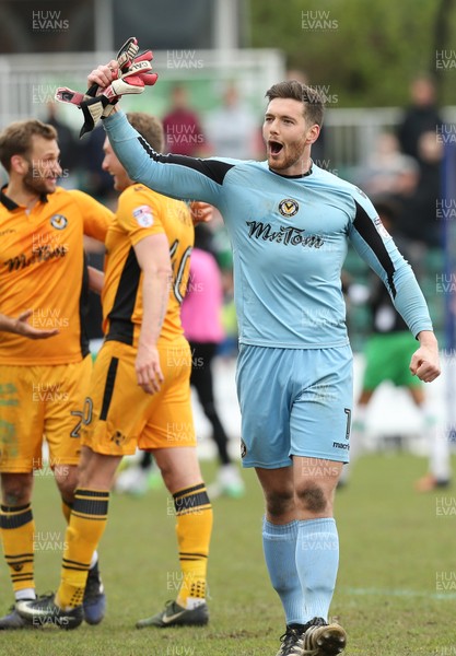 140417 - Newport County v Yeovil Town, Sky Bet League 2 - Newport County goalkeeper Joe Day celebrates at the end of the match