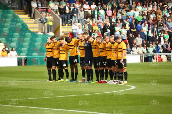 150918 Newport County v Yeovil Town - Sky Bet League 2 -  Players of Newport County pay their respects  