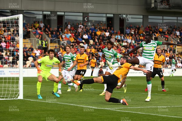 150918 Newport County v Yeovil Town - Sky Bet League 2 -  Padraig Amond of Newport County can only hit the side netting with his shot