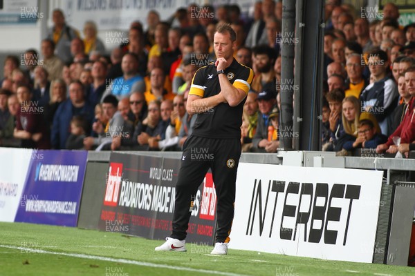 150918 Newport County v Yeovil Town - Sky Bet League 2 -  Manger of Newport County Michael Flynn looks on frustrated 