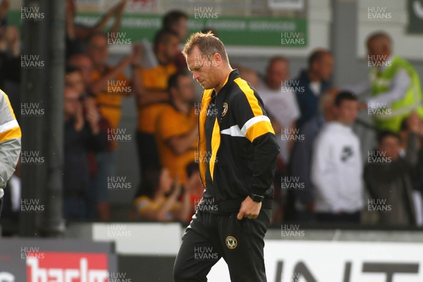 150918 Newport County v Yeovil Town - Sky Bet League 2 - Manger of Newport County Michael Flynn leaves the field dejected after the final whistle