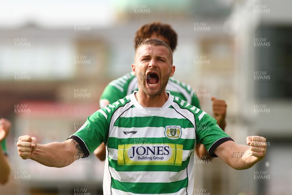 150918 Newport County v Yeovil Town - Sky Bet League 2 -  Carl Dickinson of Yeovil Town celebrates with fans after the final whistle