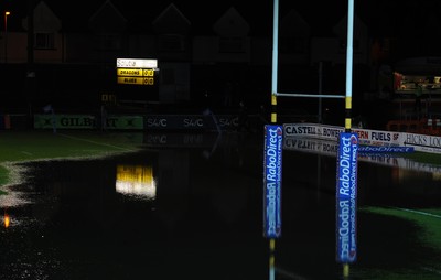 04.11.11 - Newport-Gwent Dragons v Cardiff Blues - RaboDirect PRO12 - A general view of the water logged pitch at Rodney Parade. 