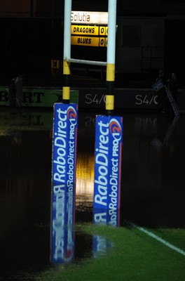 04.11.11 - Newport-Gwent Dragons v Cardiff Blues - RaboDirect PRO12 - A general view of the water logged pitch at Rodney Parade. 