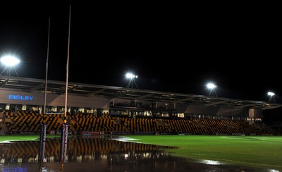 04.11.11 - Newport-Gwent Dragons v Cardiff Blues - RaboDirect PRO12 - A general view of the water logged pitch at Rodney Parade. 