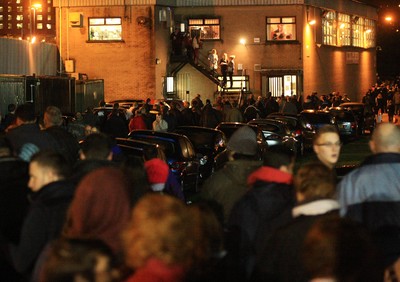 04.11.11 Dragons v Blues - RaboDirect PRO 12 - Supporters leave Rodney Parade after the match is postponed 