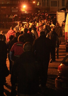 04.11.11 Dragons v Blues - RaboDirect PRO 12 - Supporters leave Rodney Parade after the match is postponed 