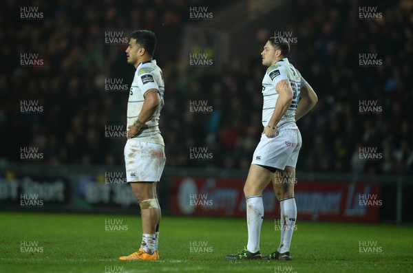 271215 - Newport Gwent Dragons v Cardiff Blues - Guinness PRO12 -Rey Lee-Lo and Cory Allen of Cardiff Blues