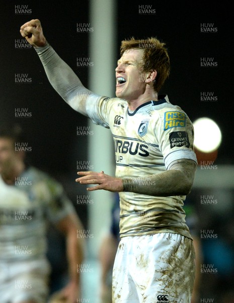 271215 - Newport Gwent Dragons v Cardiff Blues - Guinness PRO12 -Rhys Patchell of Cardiff Blues celebrates win