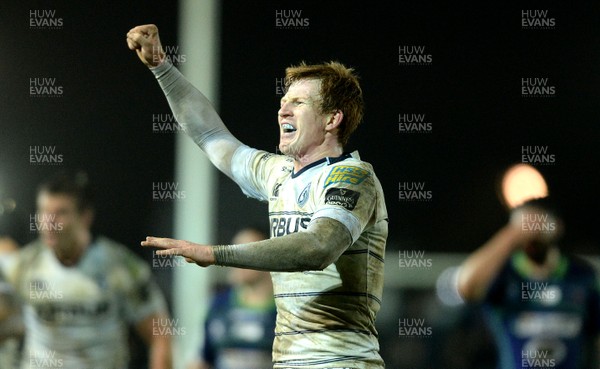 271215 - Newport Gwent Dragons v Cardiff Blues - Guinness PRO12 -Rhys Patchell of Cardiff Blues celebrates win