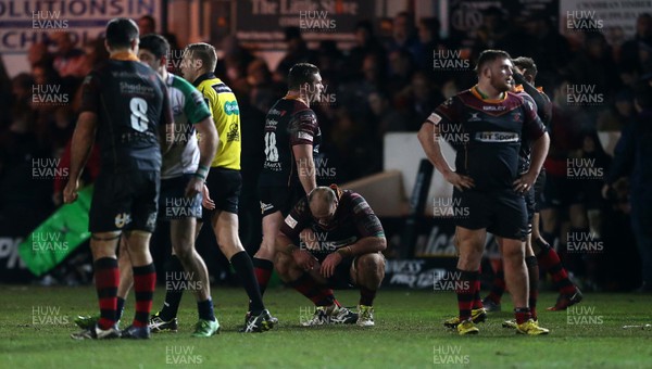 110216 - Newport Gwent Dragons v Connacht - Guinness PRO12 - Dejected Dragons players at full time