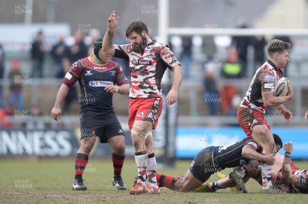 270316 - Newport Gwent Dragons v Edinburgh - Guinness PRO12 -Cornell Du Preez of Edinburgh celebrates at the end of the game