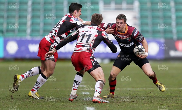 270316 - Newport Gwent Dragons v Edinburgh - Guinness PRO12 - Dorian Jones of Newport Gwent Dragons is tackled by Phil Burleigh of Edinburgh