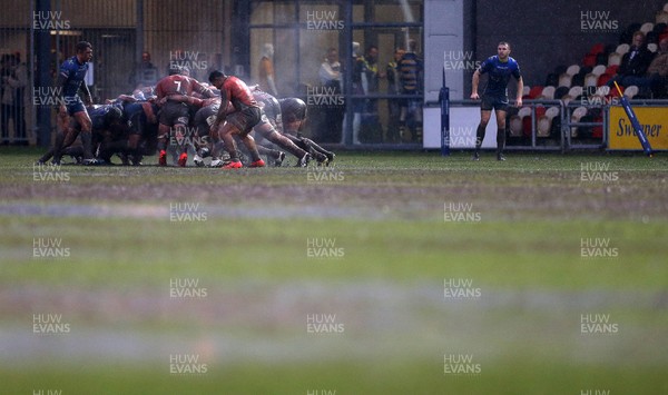 290117 - Newport Gwent Dragons v Newcastle Falcons - Anglo-Welsh Cup - Newcastle scrum