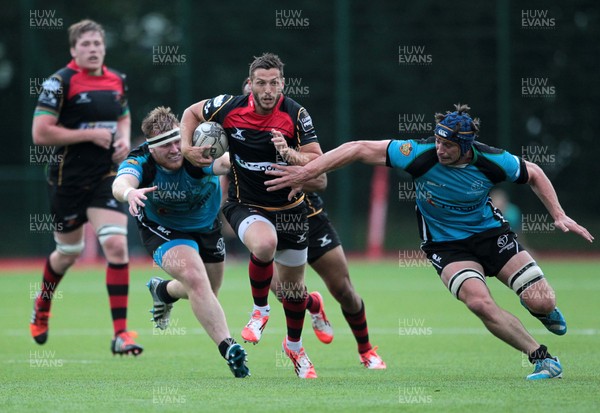 140815 - Newport Gwent Dragons v Nottingham - Pre Season Friendly - Jason Tovey of Newport Gwent Dragons  breaks through the Nottingham defence