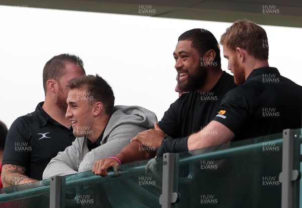 140815 - Newport Gwent Dragons v Nottingham - Pre Season Friendly - Taulupe Faletau watches on from the stands