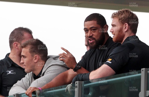 140815 - Newport Gwent Dragons v Nottingham - Pre Season Friendly - Taulupe Faletau watches on from the stands