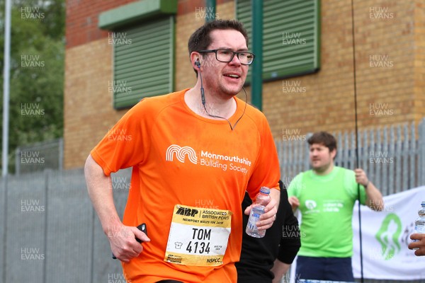 050519 - Newport Wales  Marathon and 10K - Monmouth Building Society runner at Newport Transporter Bridge 